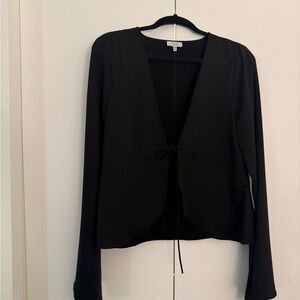 Tobi Black Tie-Front Blouse